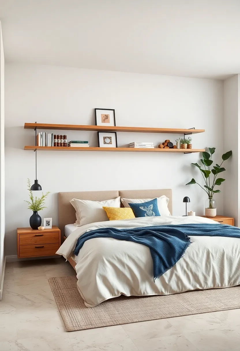 Embrace simplicity ‍with floating wooden shelves‍ that blend⁢ seamlessly into ⁢your minimalist bedroom walls