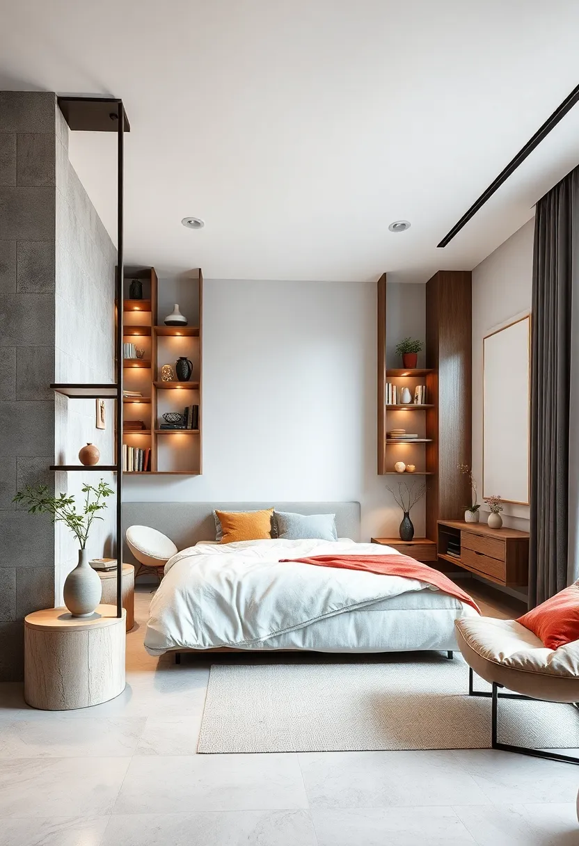 Use cylindrical ‌or cube-shaped shelving units as‍ standalone room dividers that⁤ also serve as functional⁣ décor