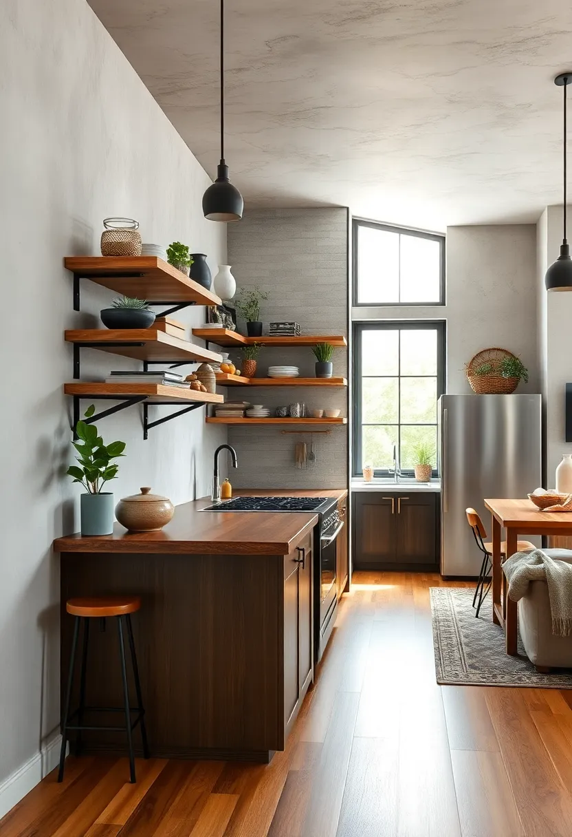 Combine Wood and Metal Shelves to Add Industrial Charm to Your Kitchen