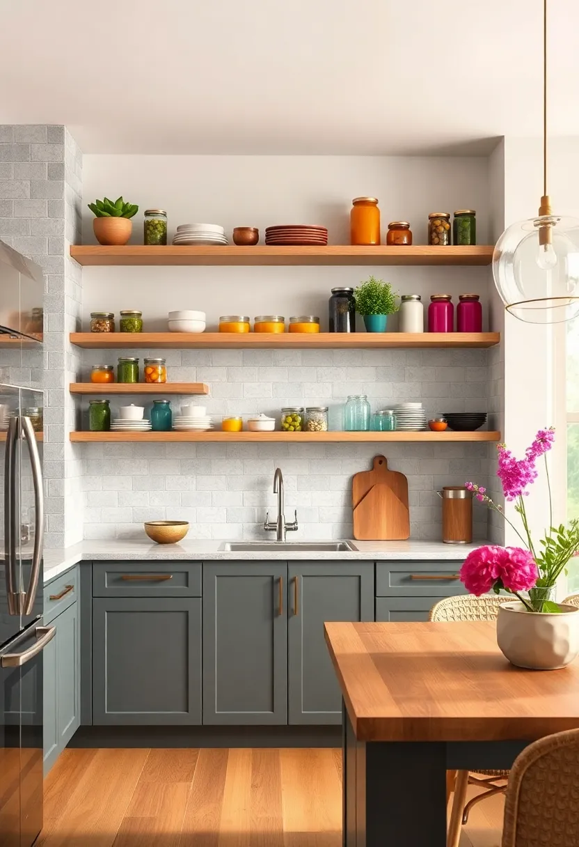 Create a Colorful Pantry Wall by Styling Open Shelves with Vibrant Jars and Containers