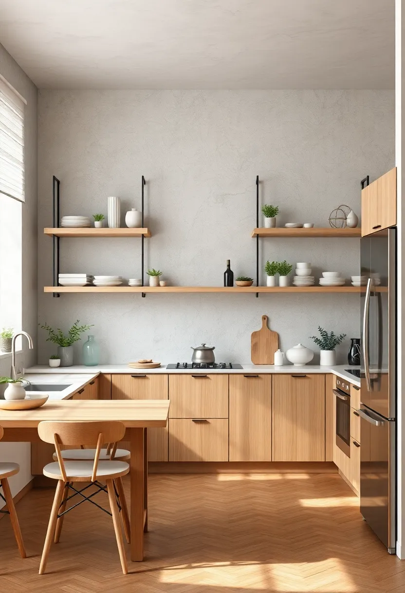 Create a Scandinavian-inspired Kitchen with Light Wood Shelves and White Accents