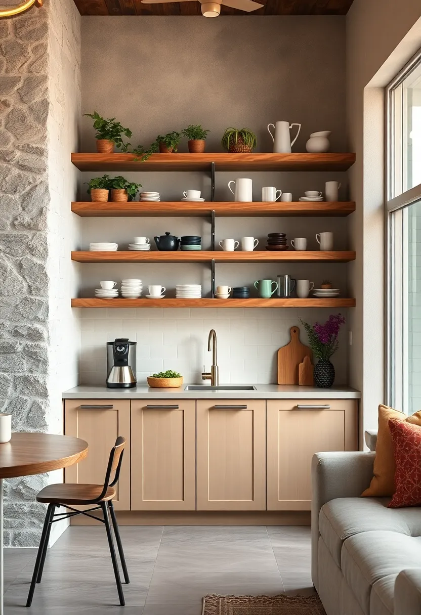 Establish a Coffee and tea Station with Open Shelves Dedicated to Mugs and Accessories