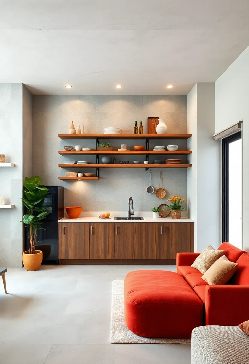 Incorporate Minimalist Hooks Underneath Shelves for Hanging Utensils and Tools