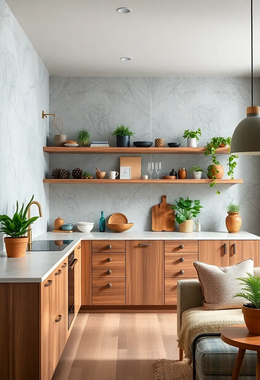 Integrate Greenery by Adding Small Potted Herbs and Plants on Your Shelves
