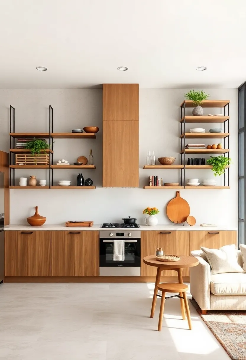 Mix Natural Textures Like Bamboo and stone with Shelving to Enhance Earthy Vibes
