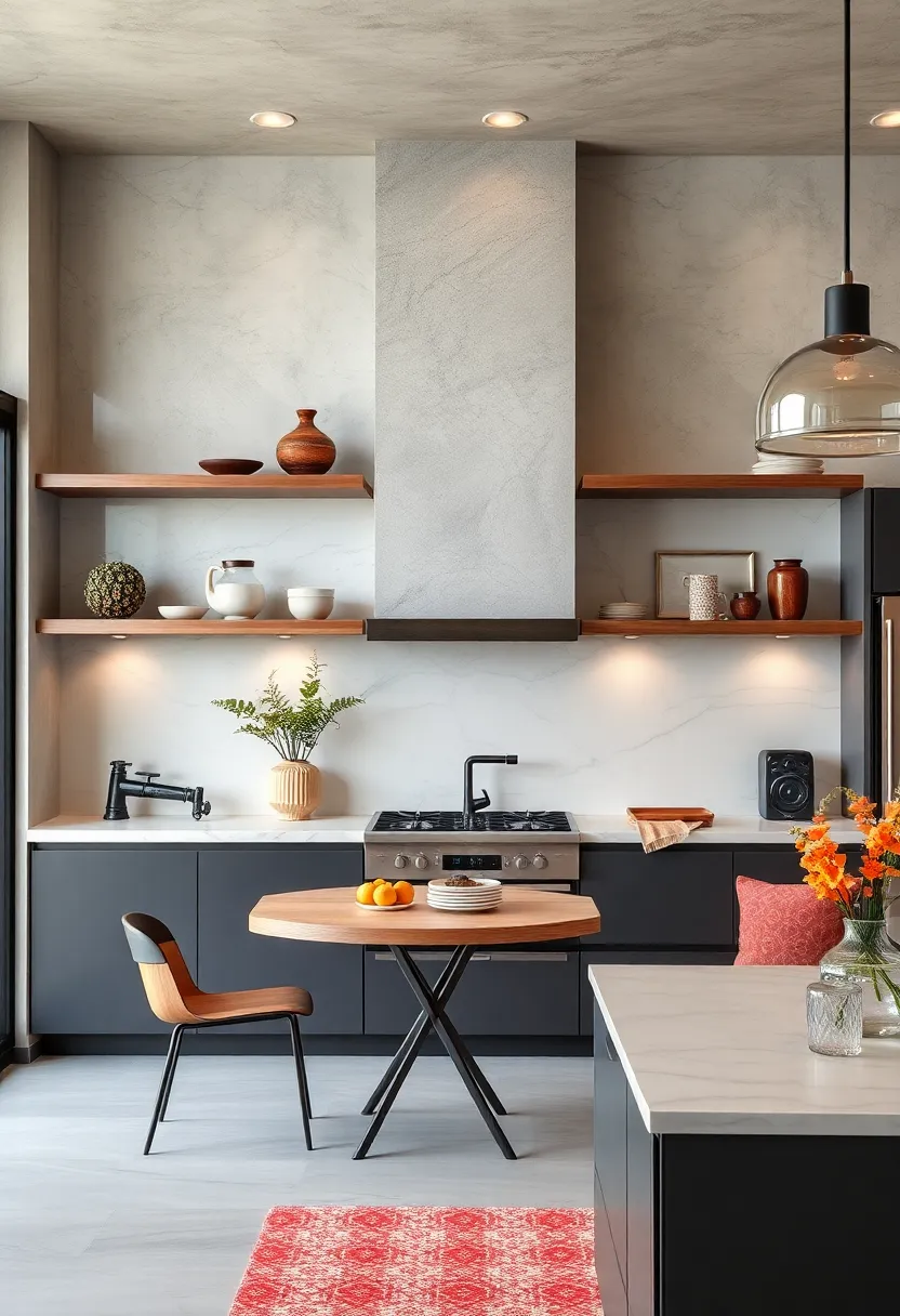 Pair Open Shelving with a Statement Backsplash for a Cohesive and Eye-catching Kitchen design