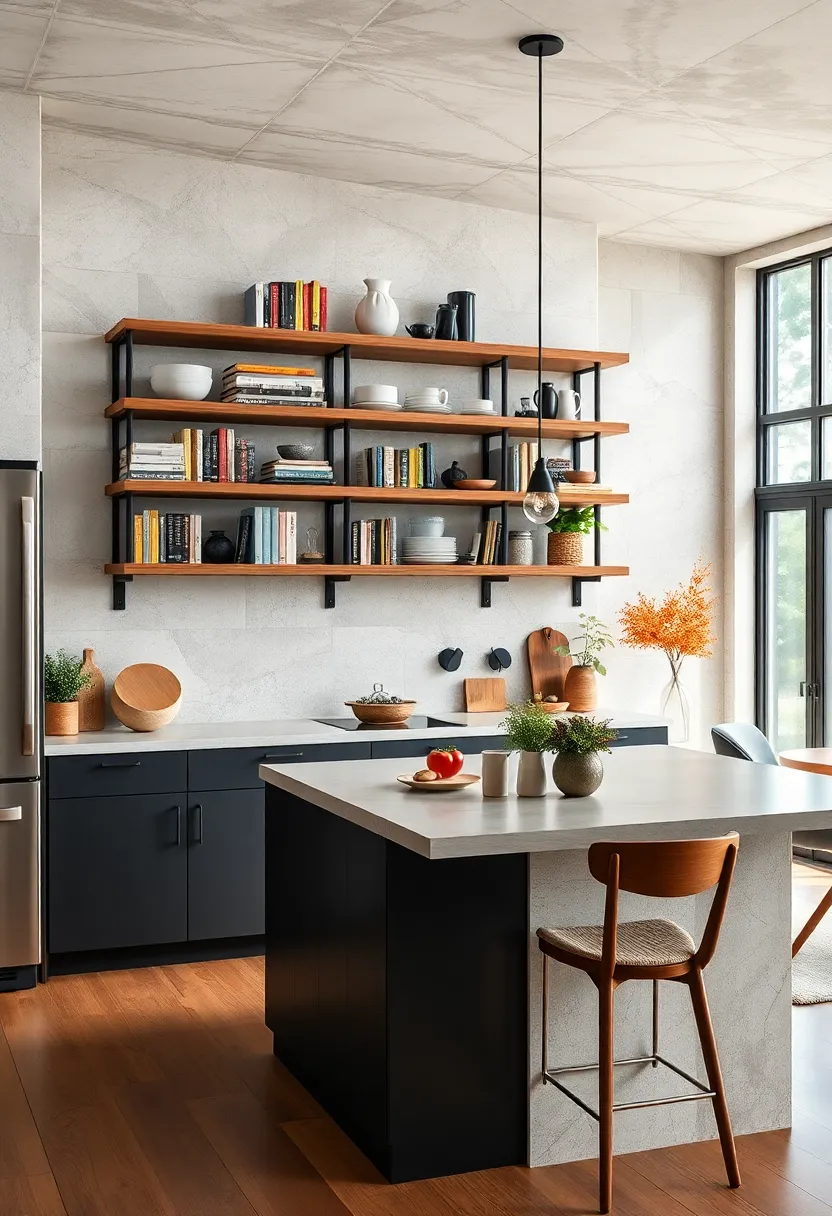Showcase Your Cookbooks and Unique Kitchenware as Functional decor on Mixed Shelving