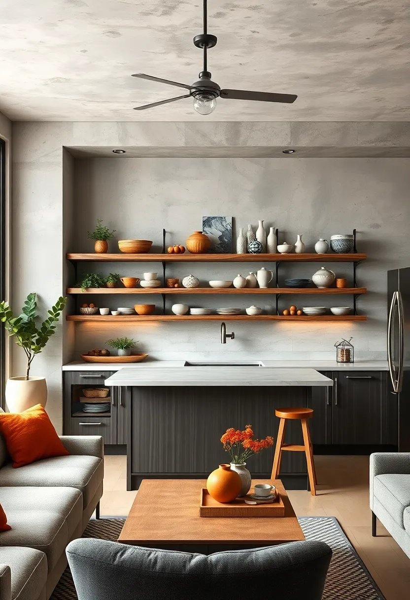 Use Open Shelves to Display Handmade pottery and Unique artisan Finds