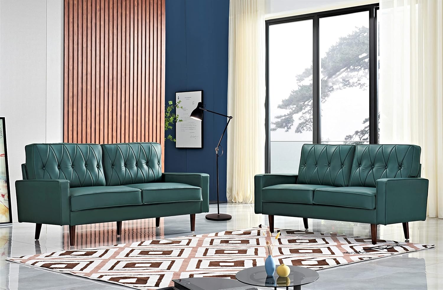 Our Take on Container Furniture's Stylish Blue Green Faux ‌leather ⁤set