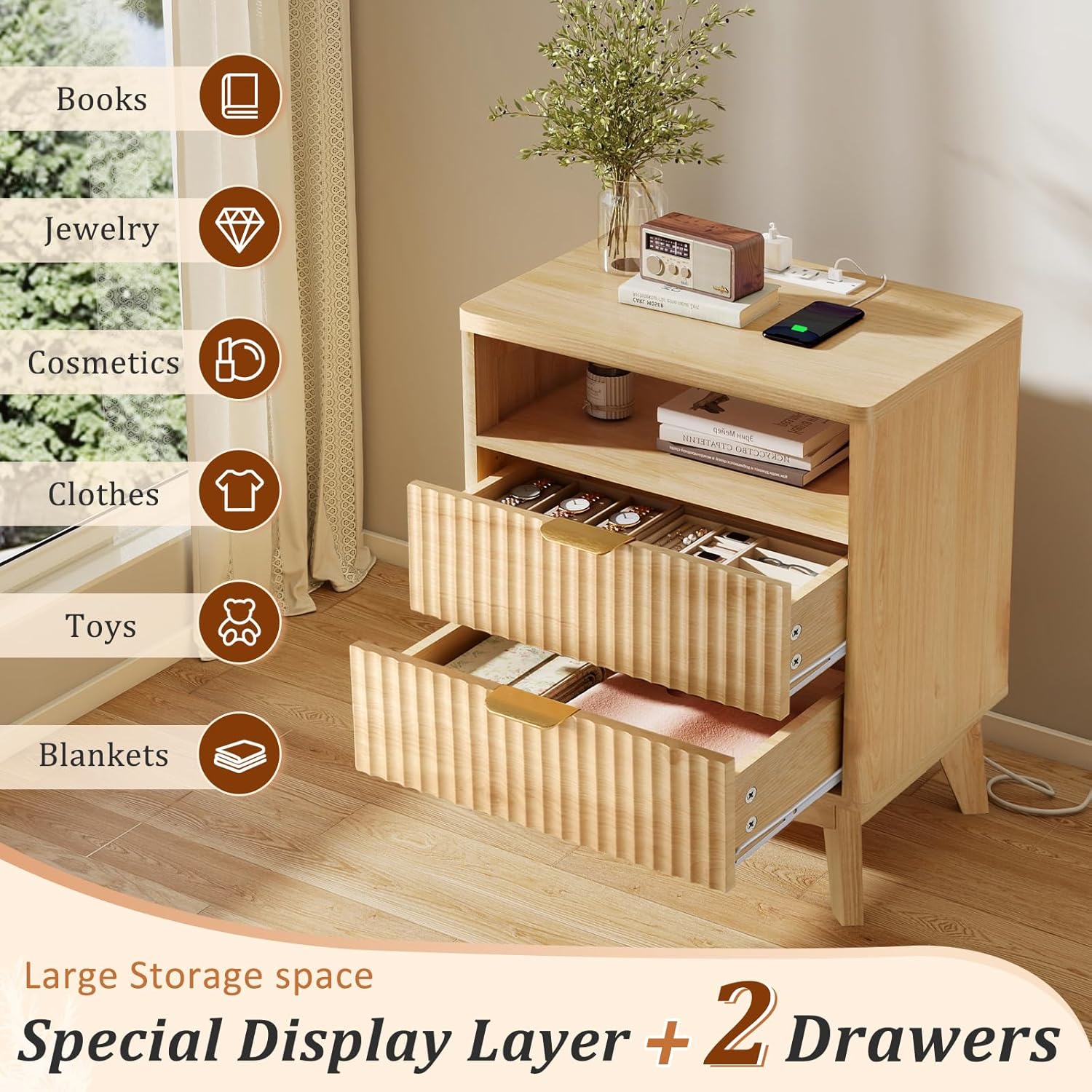 Why We Love the LYNCOHOME Fluted Nightstand Set's ⁣style & Function