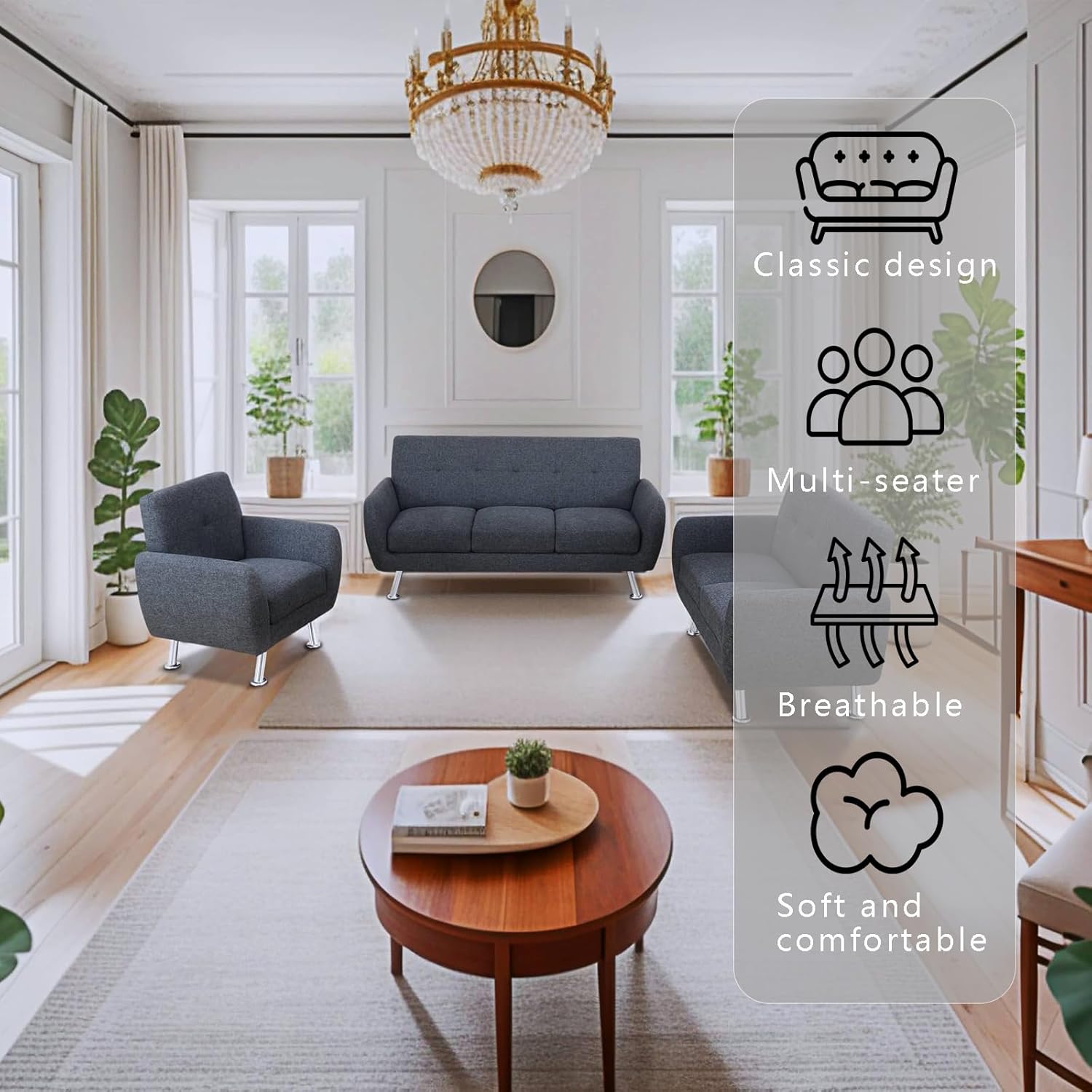 Our Take on the Black Grey Linen 3-Piece Sofa Set's Comfort‌ & Style