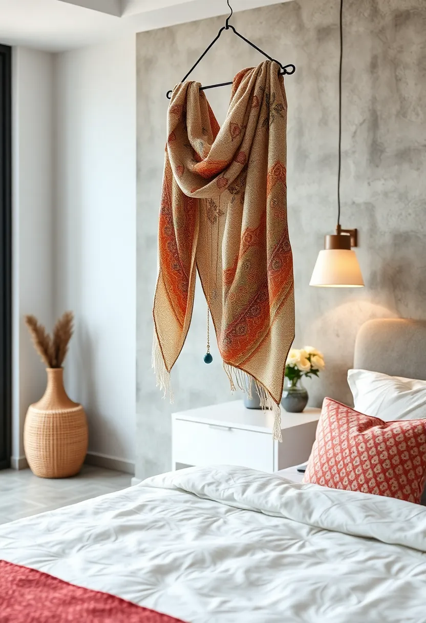 Hang a ​vintage scarf with jewelry pinned ‌to ‌it for ‌a ‌colorful and practical display option