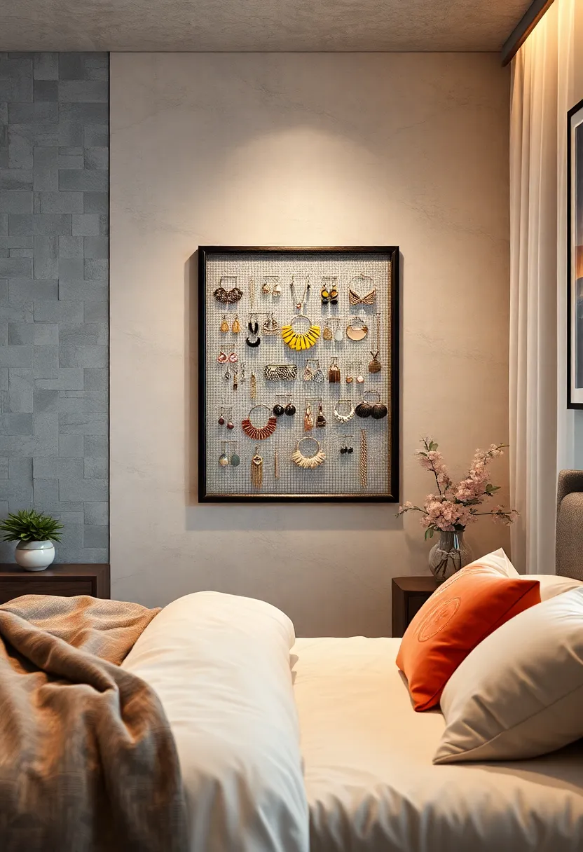 Hang a framed mesh screen where⁣ earrings can be clipped‍ and displayed like stylish wall art