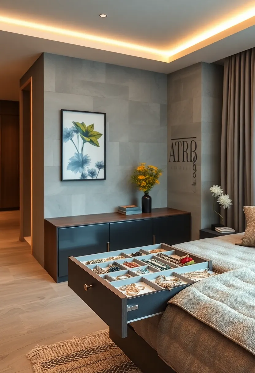 Slot thin trays vertically ​in a drawer to separate chains and prevent tangling