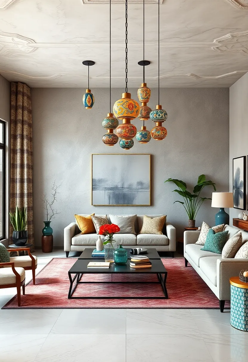 Colorful‍ Hand-Painted⁣ Ceramic Pendant Cluster