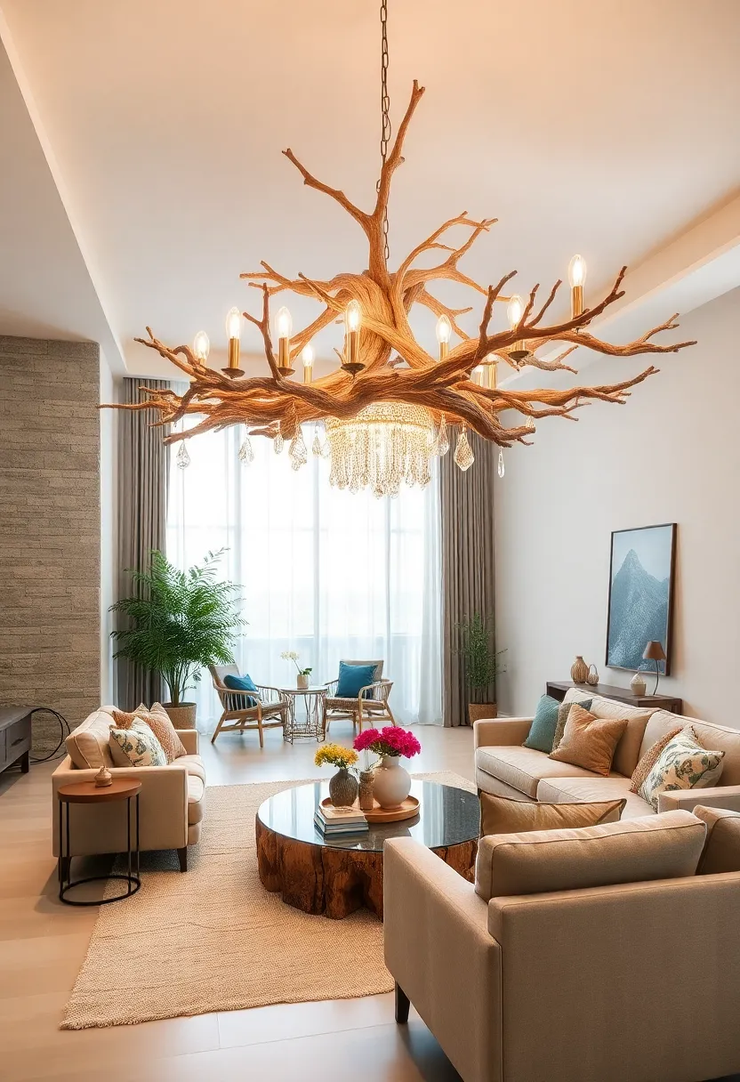 large⁤ Driftwood ​branch Chandelier with⁤ Hanging Crystals