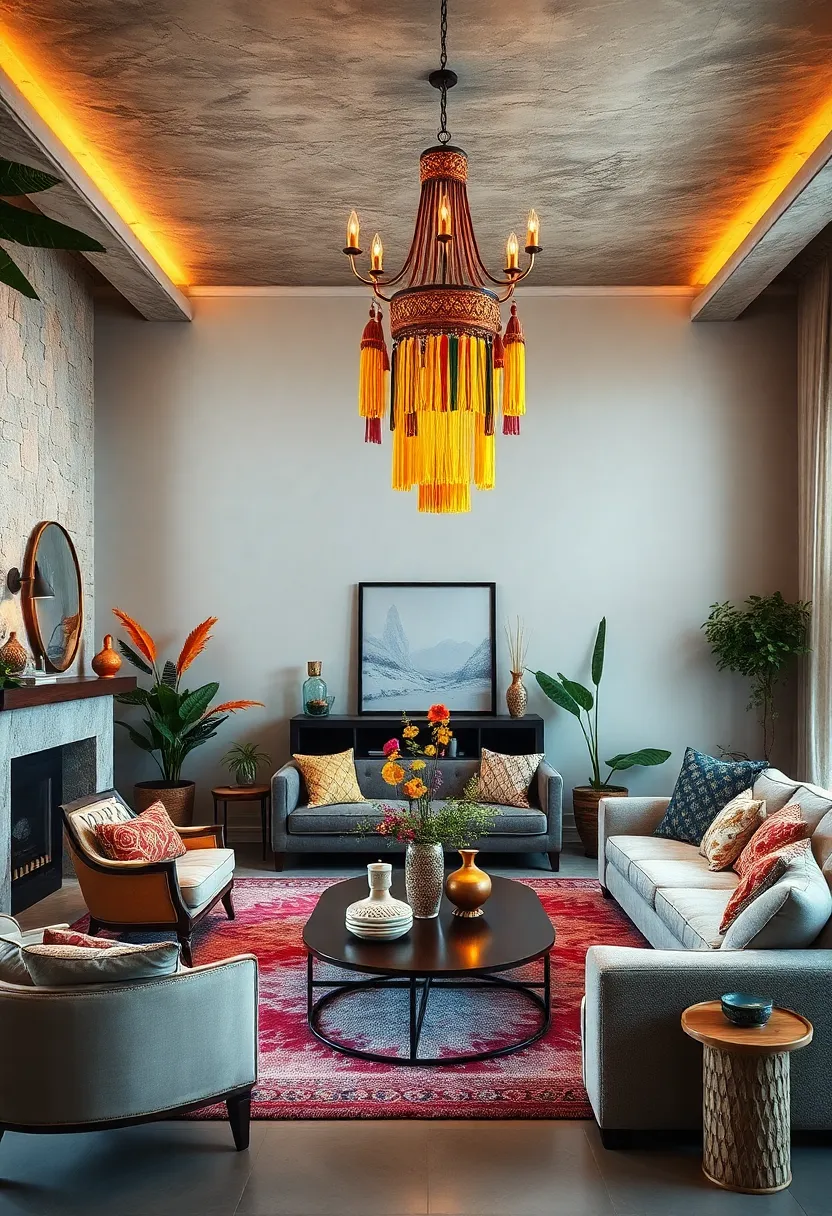 Vibrant Tassels​ and Fringe Boho⁢ chandelier