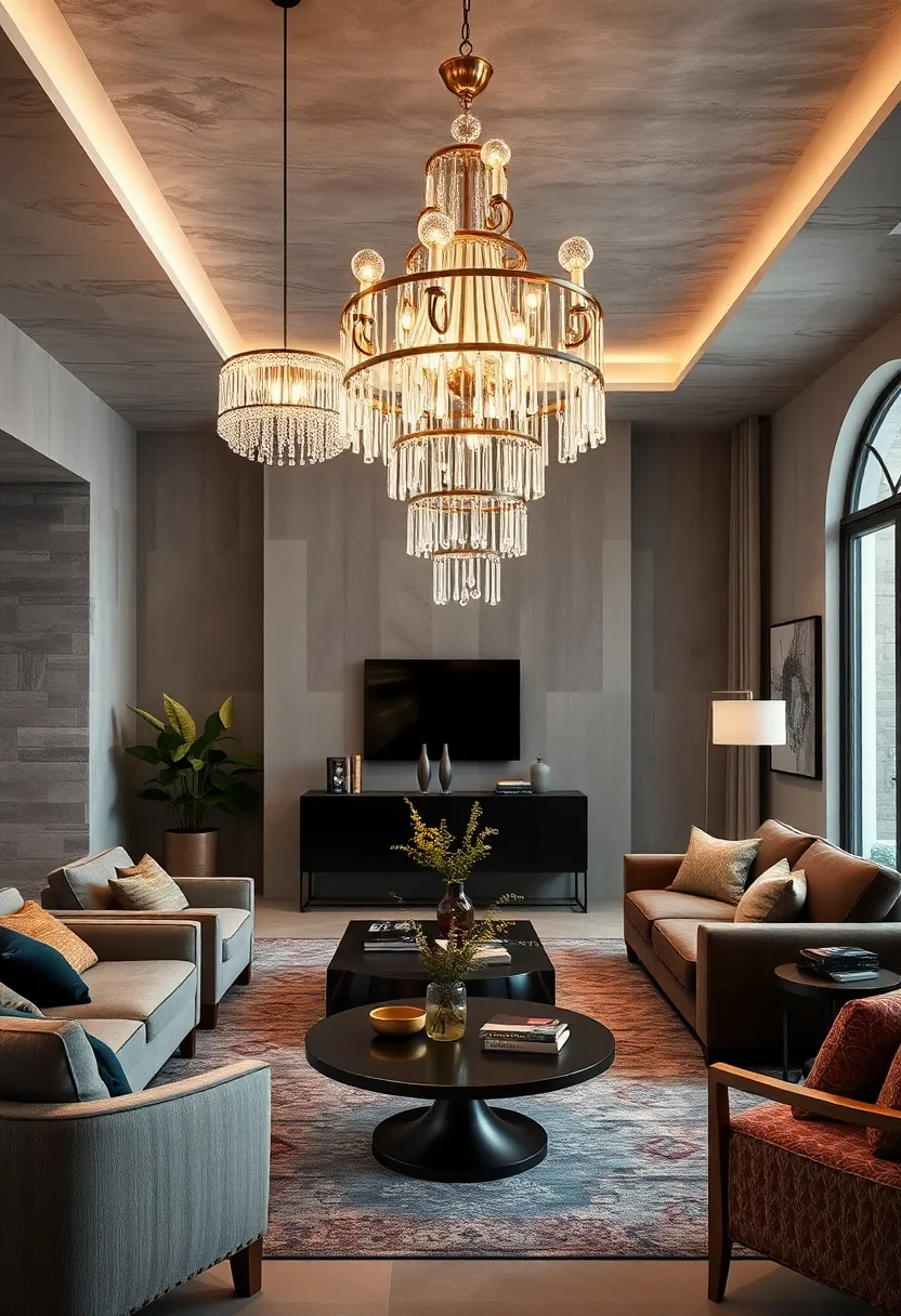 Art⁢ Deco Crystal and‌ Brass cascade Light