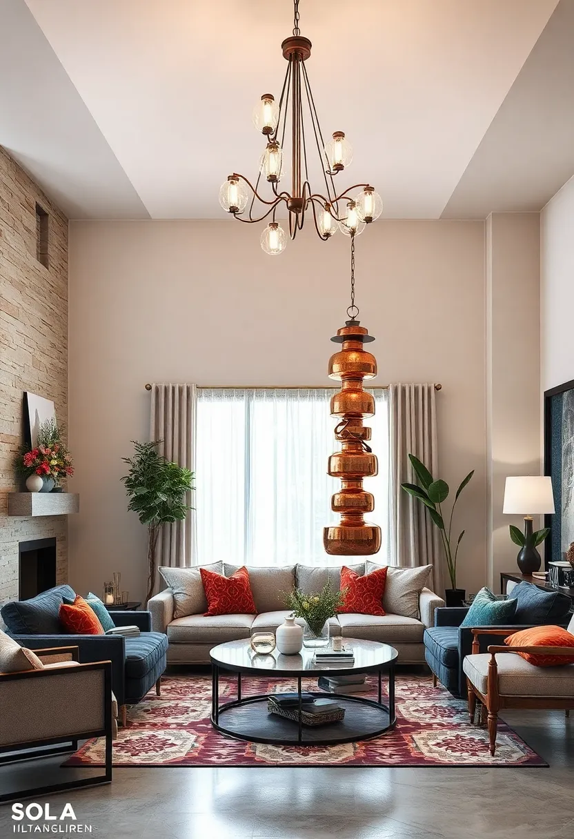 Multi-Tiered⁢ Raw Copper‍ and Iron‌ Light ‌Sculpture