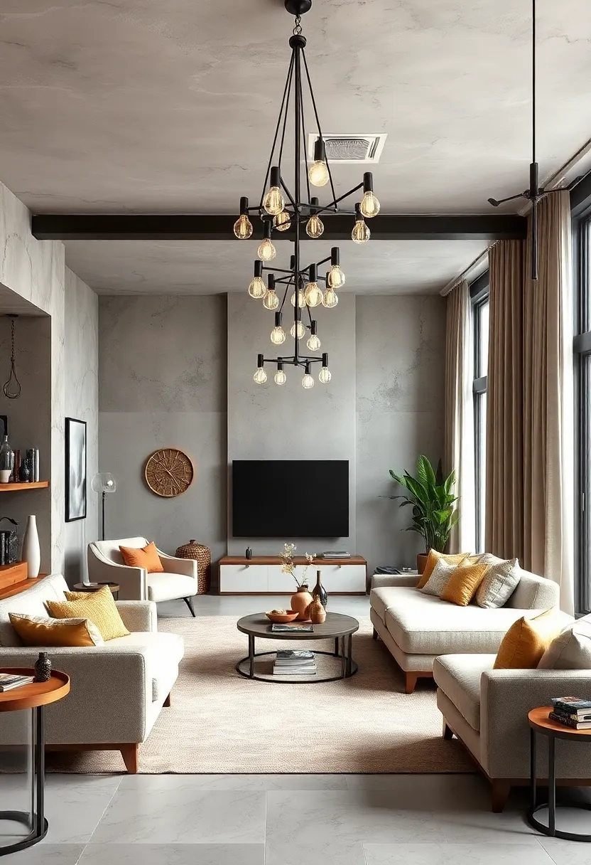 Geometric ⁢Black Metal ⁢Frame with Exposed bulbs