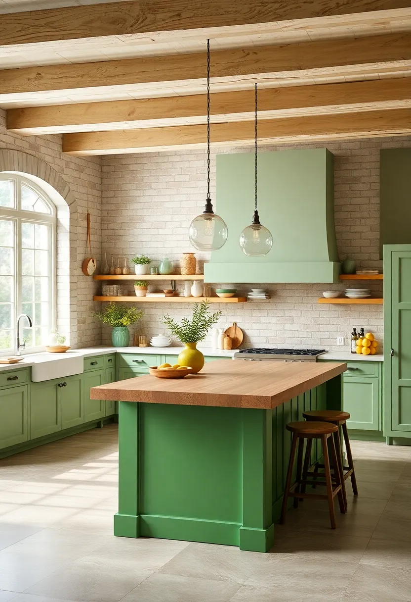 Choose a Green-Tinted Butcher Block Island for Function and Style