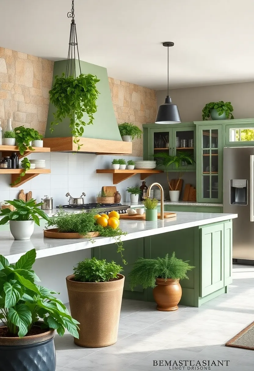 Incorporate Herb Garden Planters in Shades of Green for Practical Decor