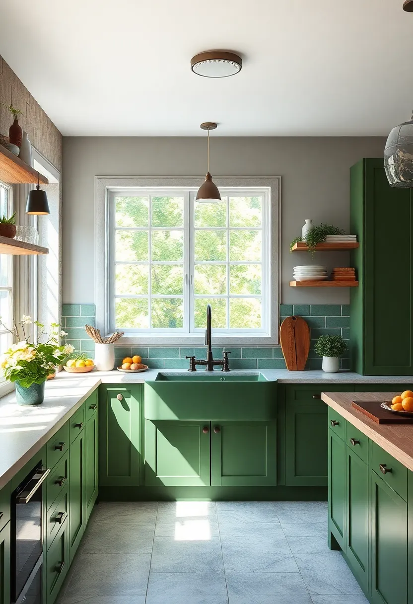 Install a Statement Moss Green Farmhouse Sink as the Kitchen's Focal Point
