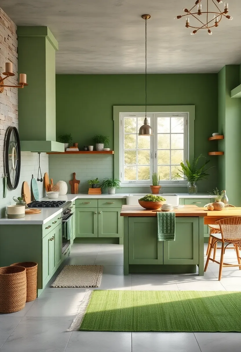 Layer Different Green Textiles, Like Rugs and Towels, to Add Cozy Depth