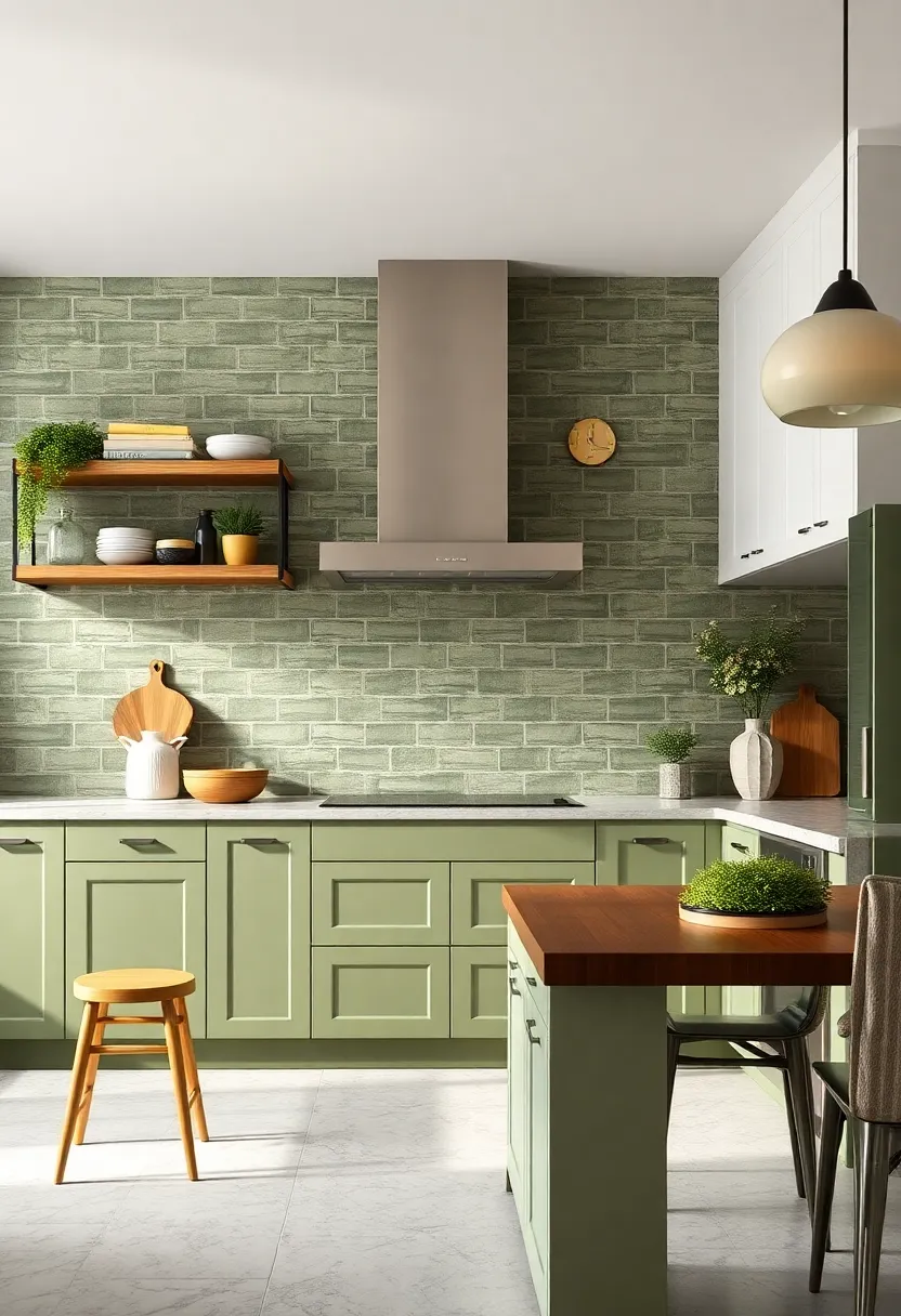 Use Olive Green Subway Tiles for a Timeless and Textured Backsplash