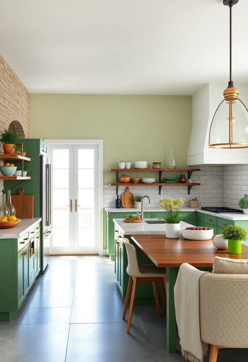 Use Pistachio Green as an Accent Wall Color to Brighten the Cooking Space