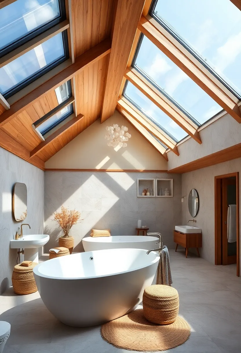 A ⁤spa-inspired retreat⁢ where a wooden​ vaulted ​ceiling and multiple ​skylights‍ create an airy, zen atmosphere filled with gentle sunlight