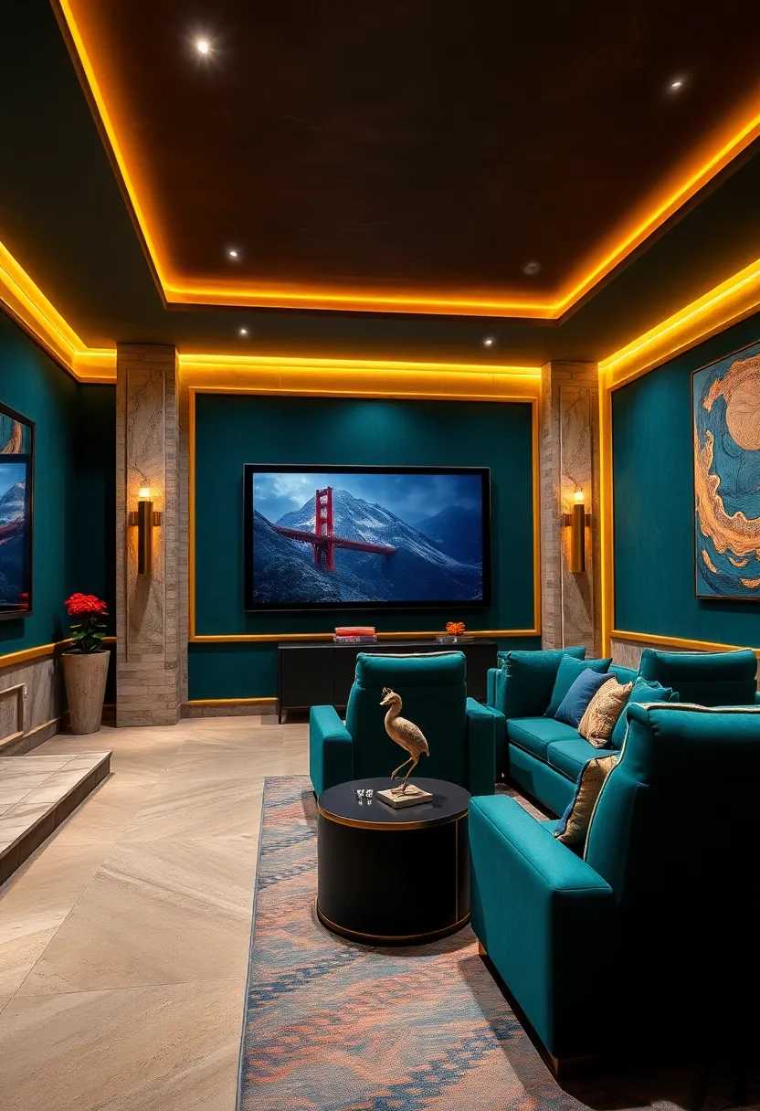 Deep jewel-toned walls paired with⁢ gold trim create⁤ an opulent and immersive viewing experience