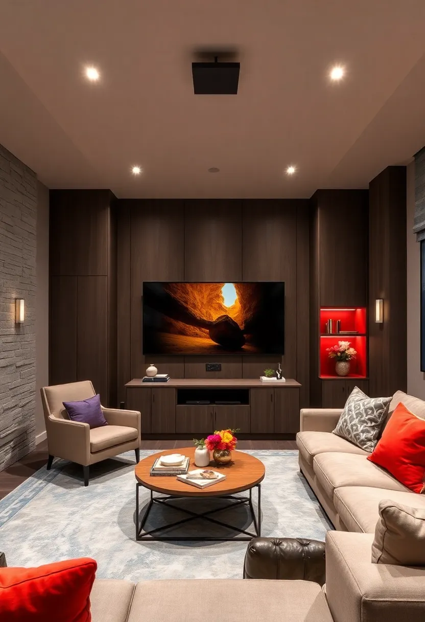 Custom-built cabinetry with bold⁢ accent colors offers both storage and a splash of personality