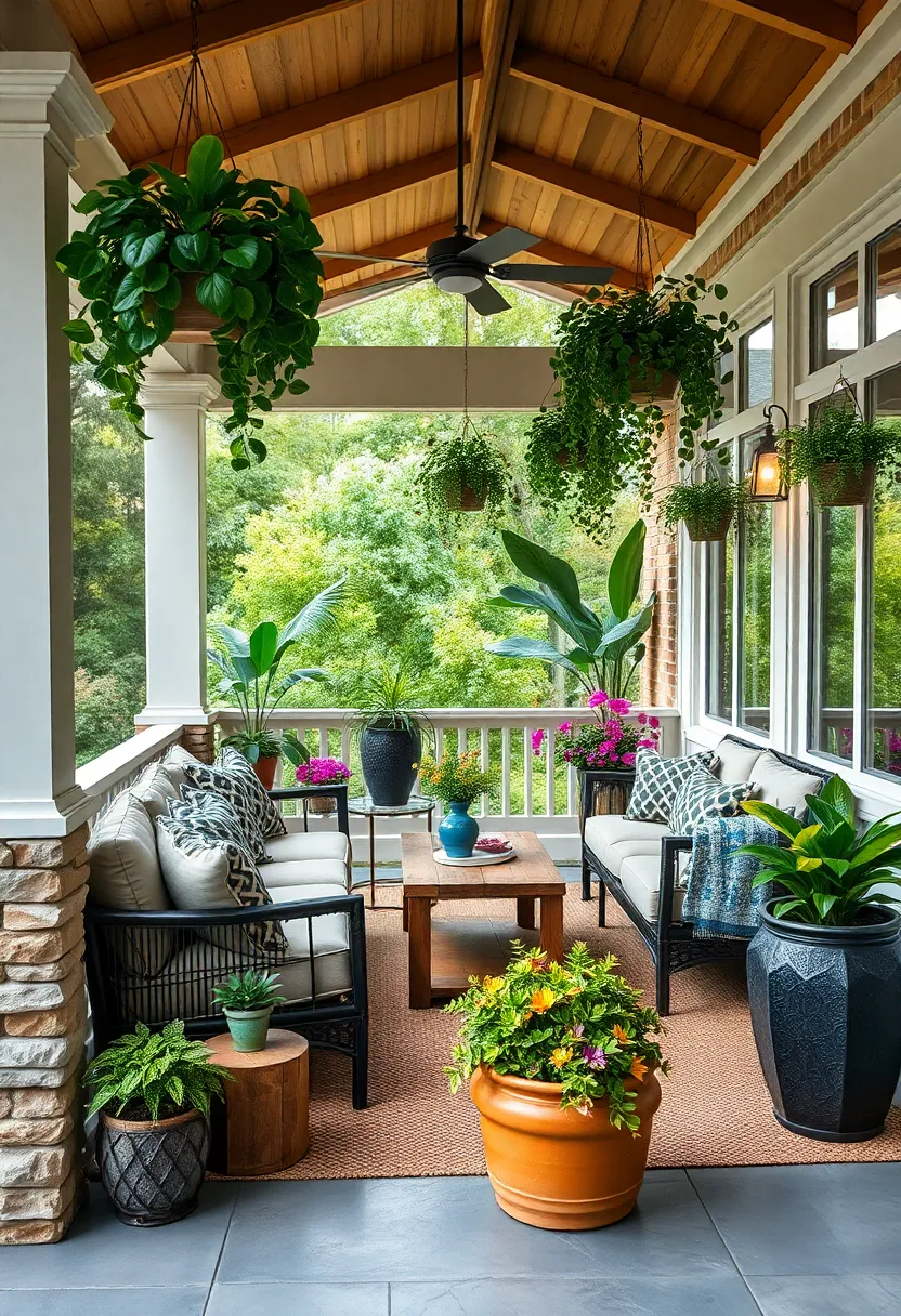 Incorporate lush potted plants and hanging greenery to ⁣bring ⁢nature's vibrancy​ into your screened porch