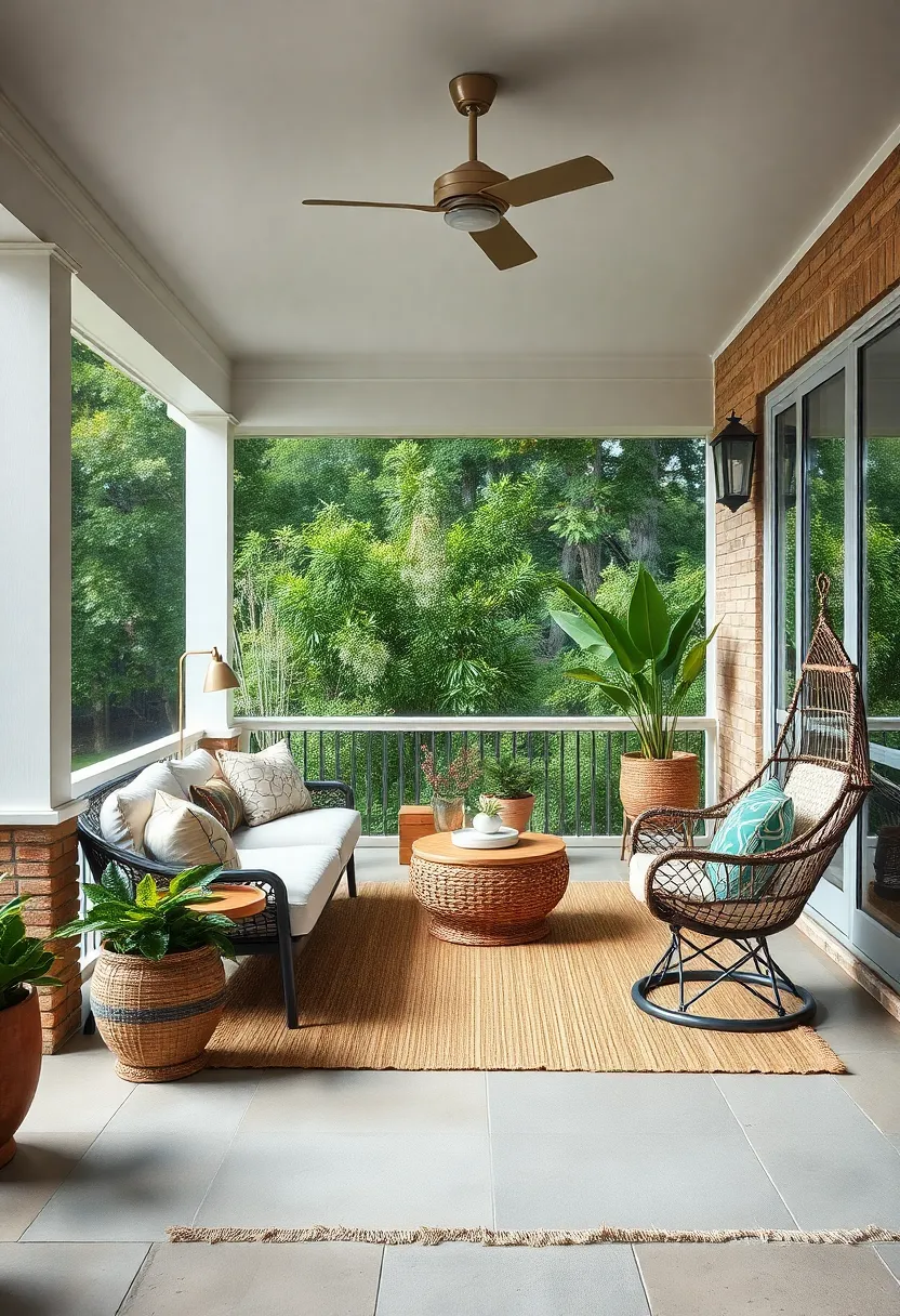 Introduce a hammock chair alongside a ​sisal ⁤rug to ‌create a ⁤laid-back and breezy outdoor lounge⁤ space