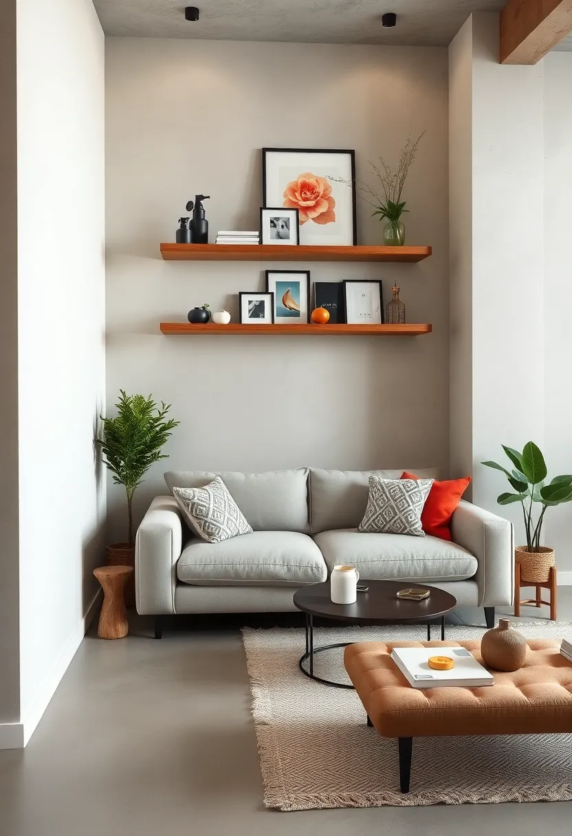 Utilize⁢ floating​ shelves above a compact sofa to display art pieces⁢ and decorative‌ items ‍without sacrificing floor ⁤space