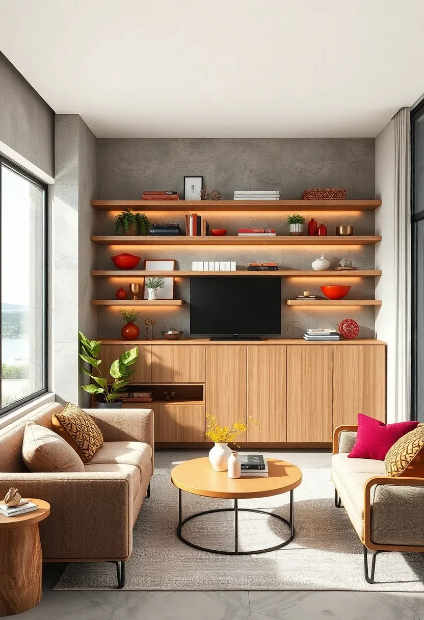 Mix floating shelves with hidden storage cabinets ⁢to balance open display with ⁣concealed organization