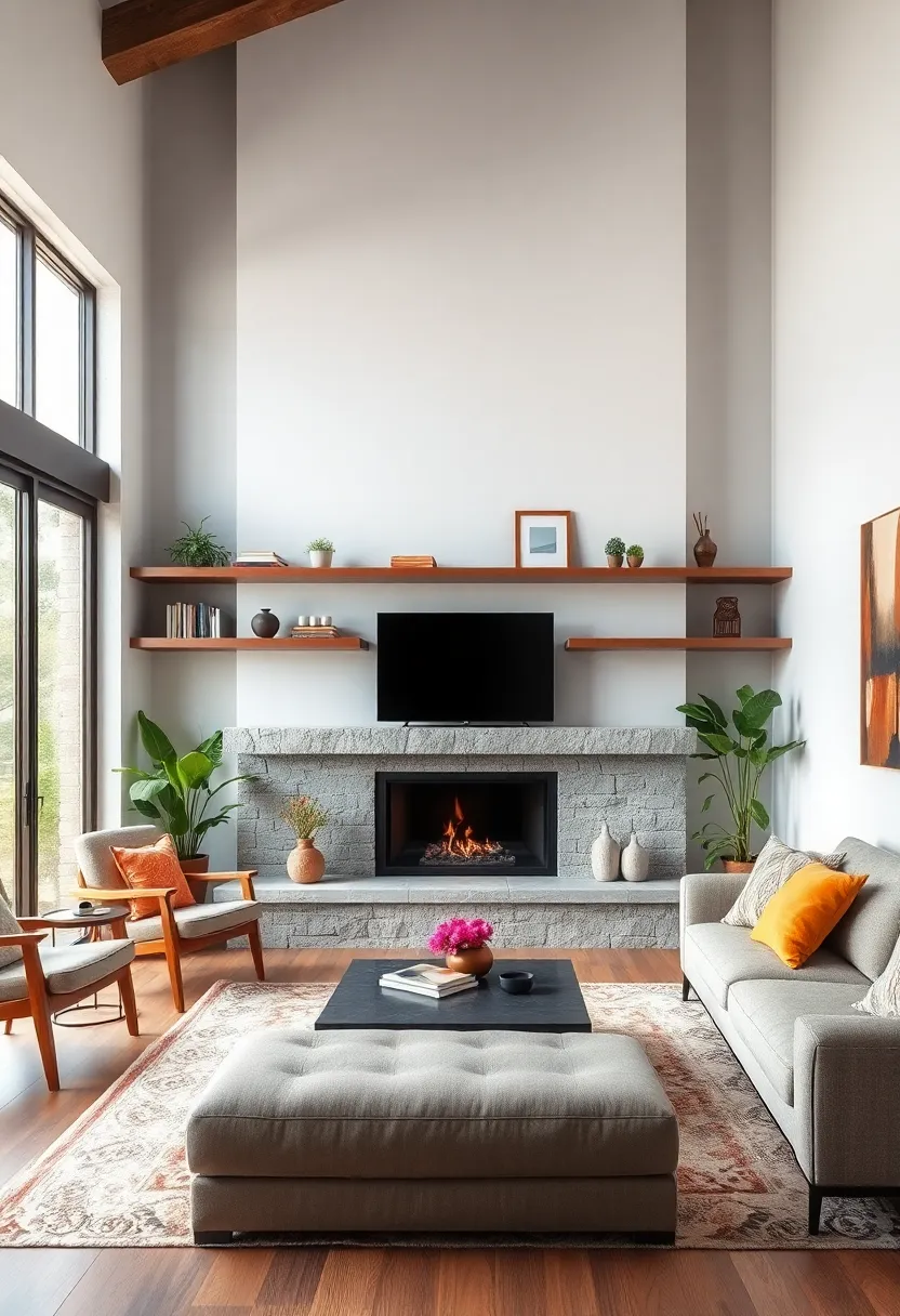 Position ⁤floating shelves around a fireplace to‌ add ⁤symmetry and practical storage simultaneously