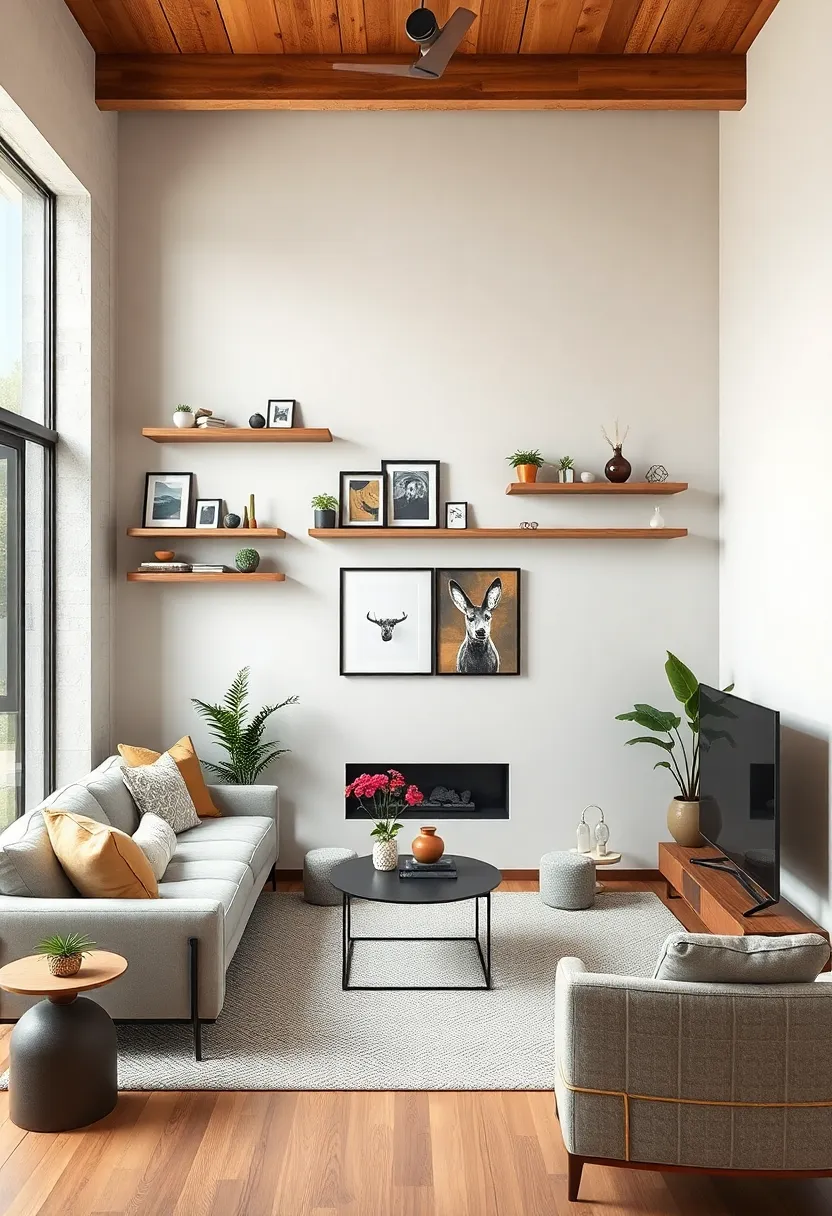 Mount floating⁢ shelves‌ at varying heights to create a dynamic display for photos, art, and small plants