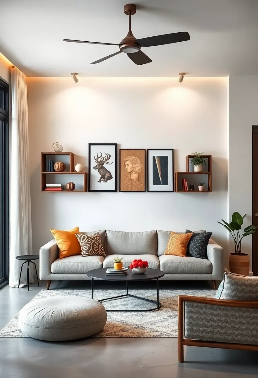 Hang ⁣floating shelves in clusters to ‌break up a blank wall and create an artistic focal⁢ point