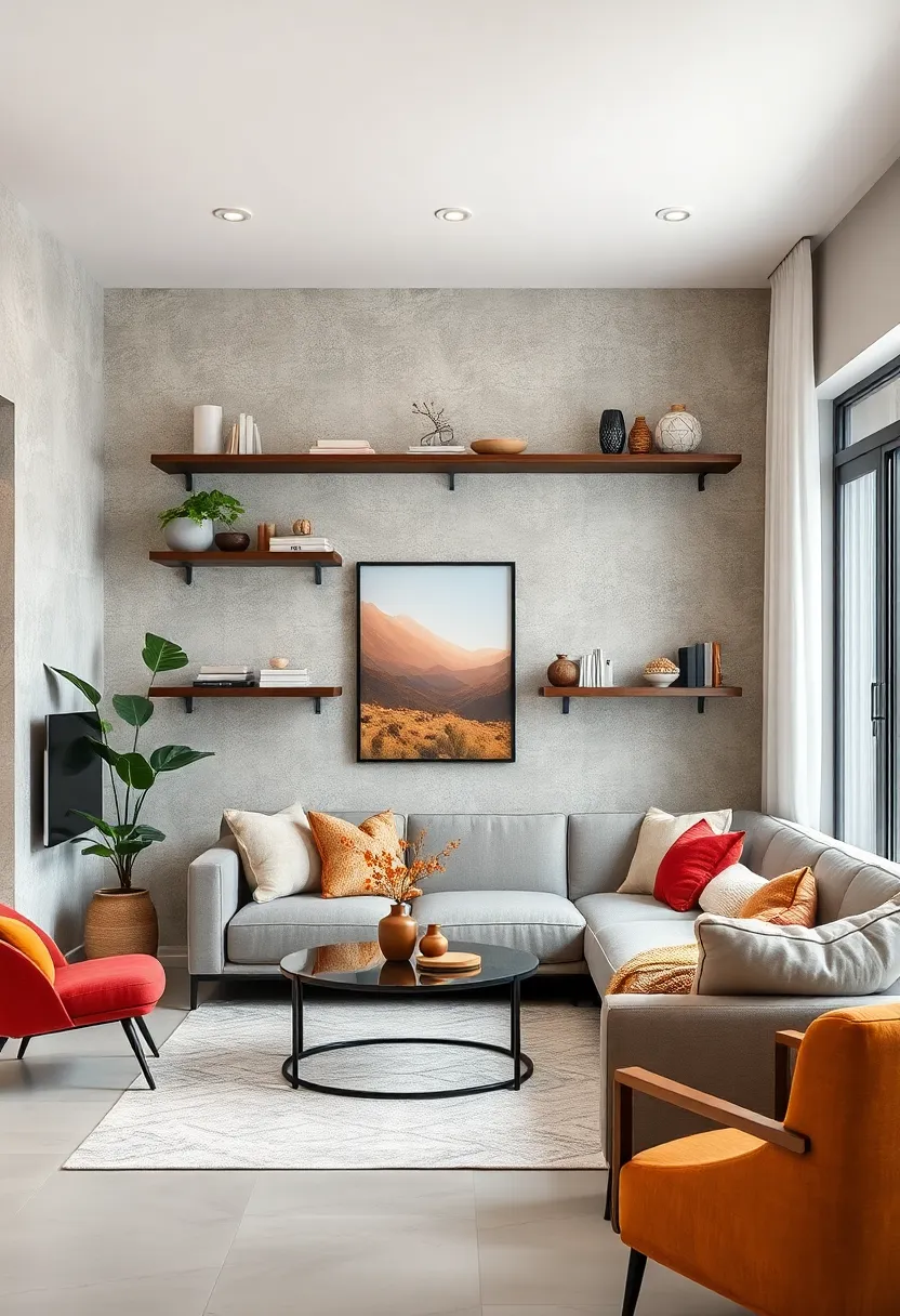 Use ‍black​ metal bracketed floating shelves for an industrial touch while keeping the room sleek and spacious