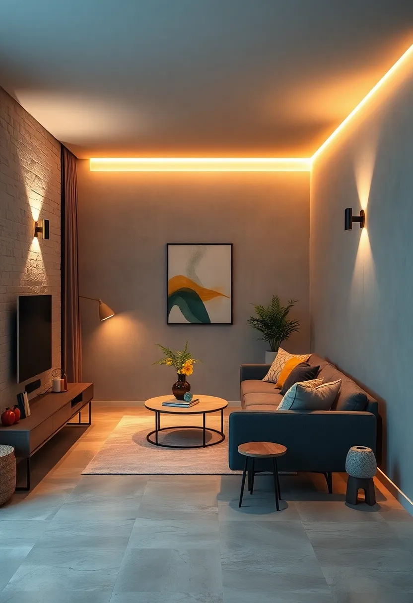 Use wall-mounted sconces to free up floor space while adding ambient lighting