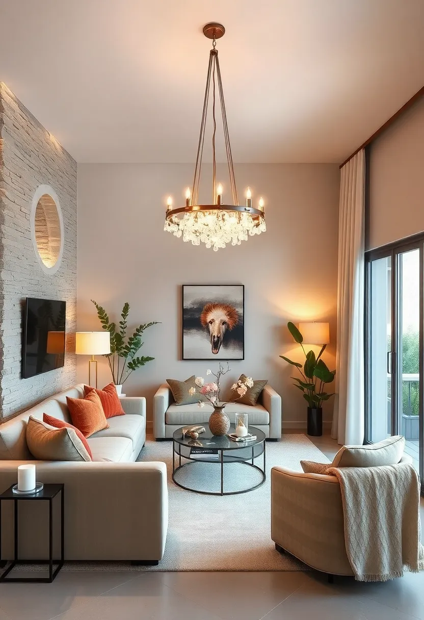 Incorporate a statement chandelier that complements your decor without overwhelming the room