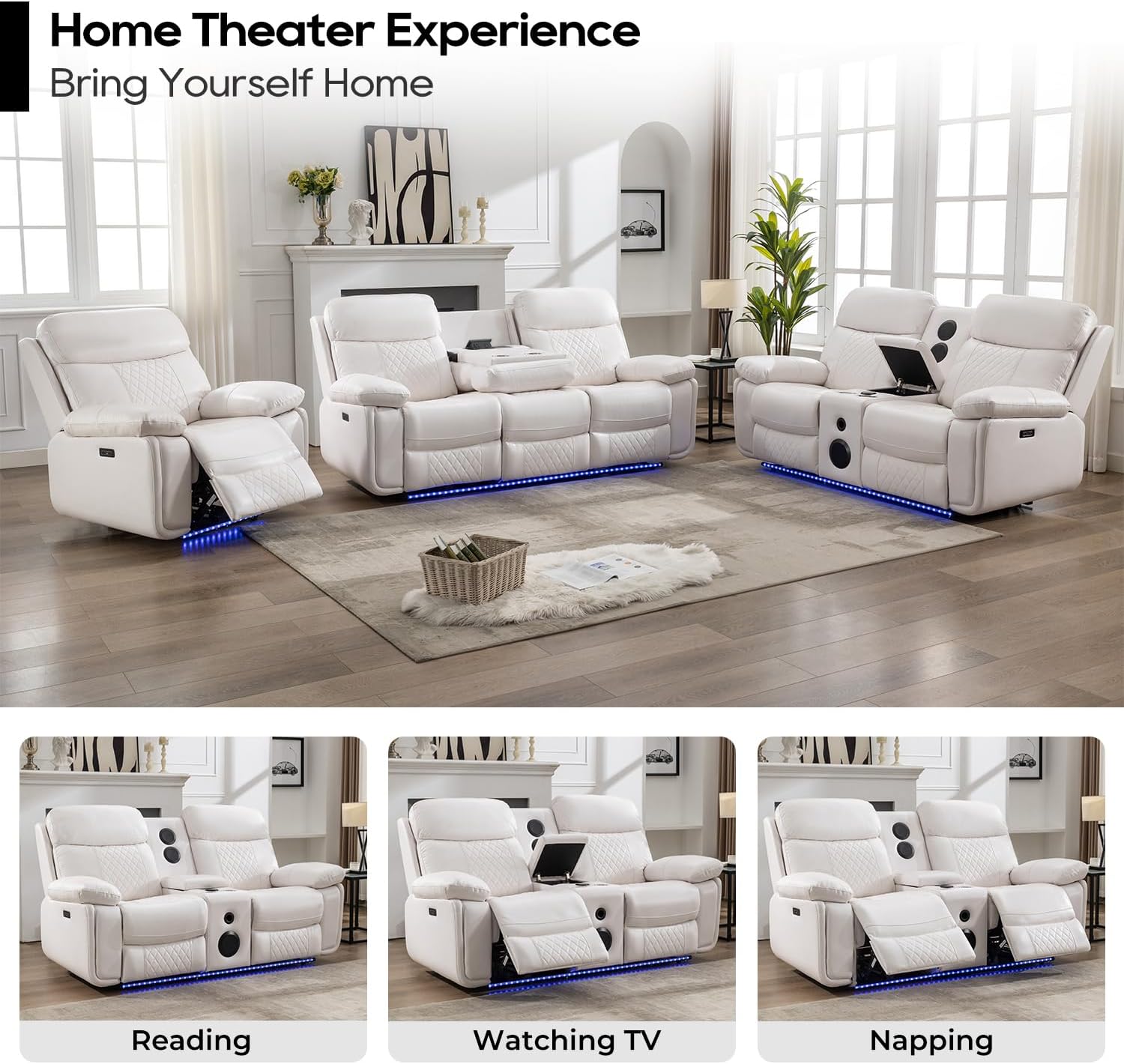 Our take on a Sleek ⁤Recliner Sofa Set with Sound & Wireless Charging