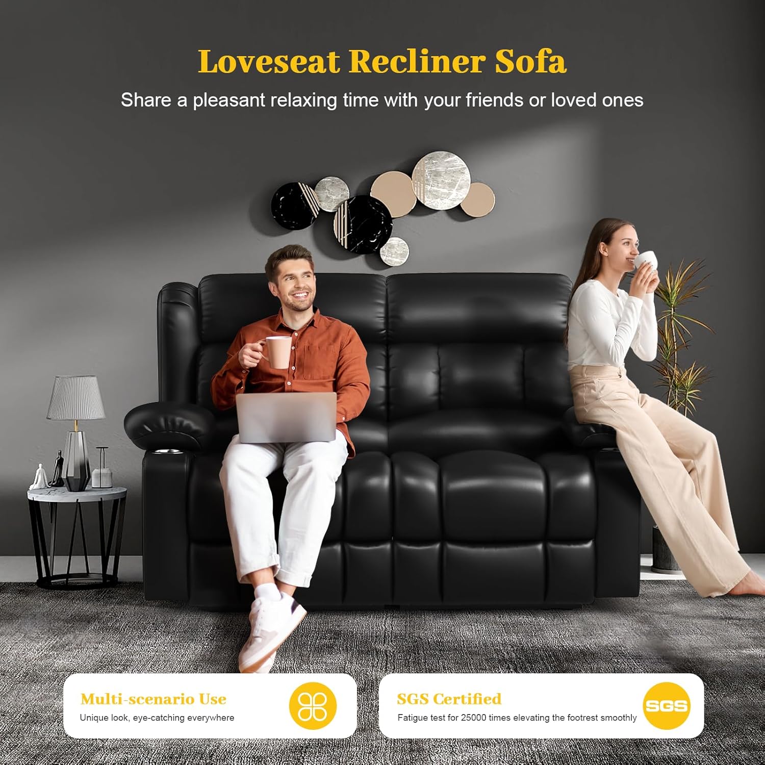 Our Honest Take:‍ Loveseat Recliner Sofa Set with USB ​& cup Holders