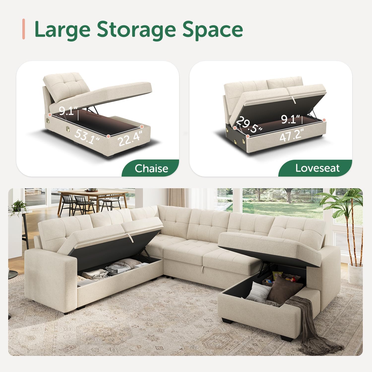 How We⁢ Experience Comfort and Space with HONBAY's U-Shaped Sofa