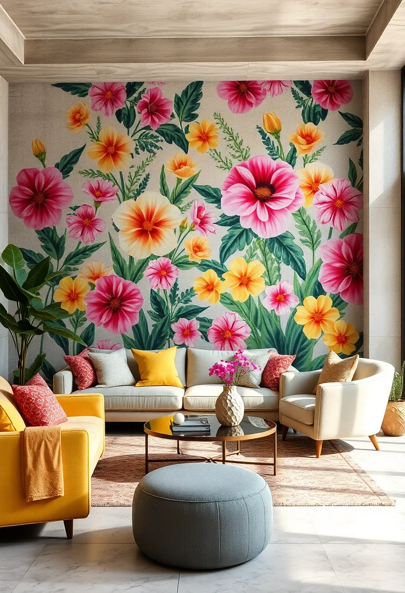 Vibrant Floral ‍Wall⁣ Murals to Energize Your Living ‍Space
