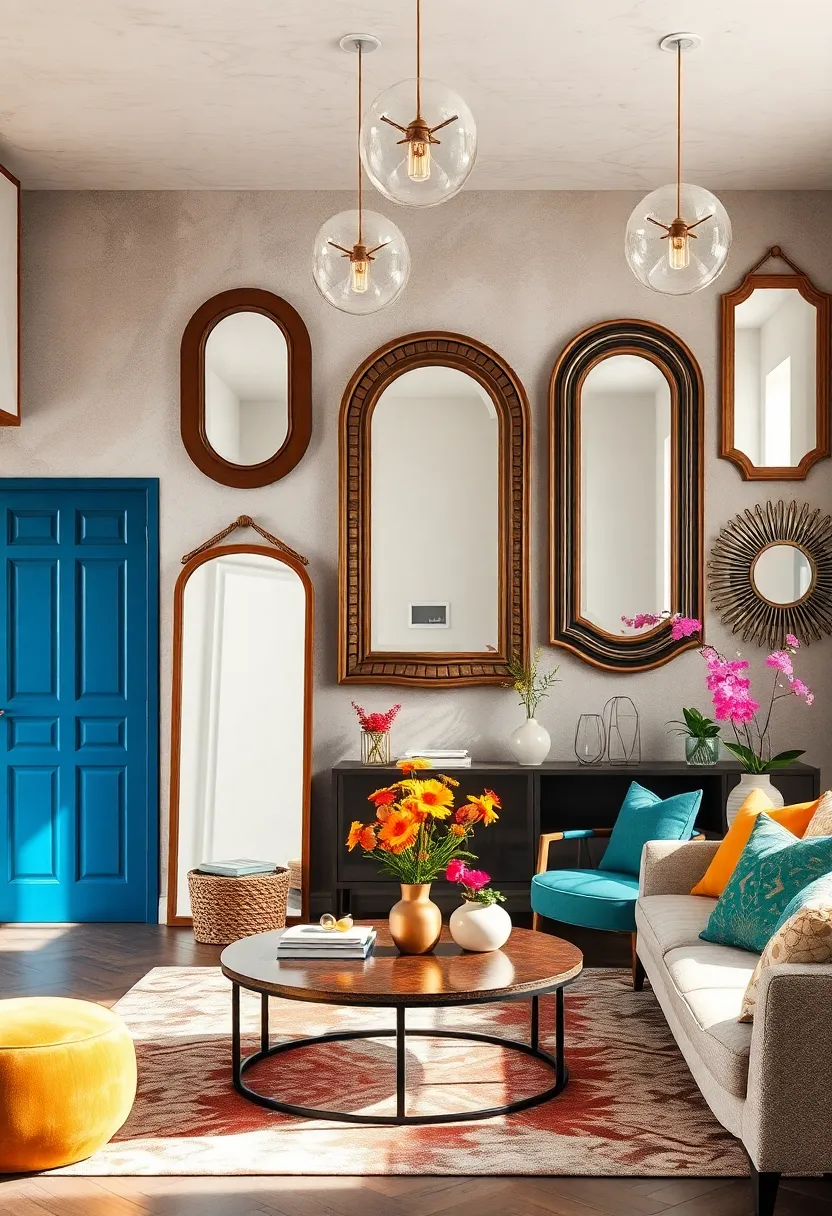 Eclectic Mix‍ of decorative mirrors in Various ‌Shapes and Frames