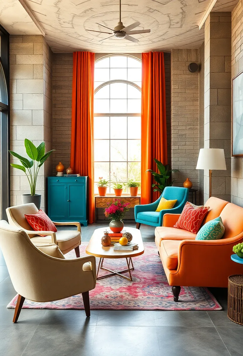 Vintage-Inspired⁣ Accent Chairs in Bold, Cheerful Hues