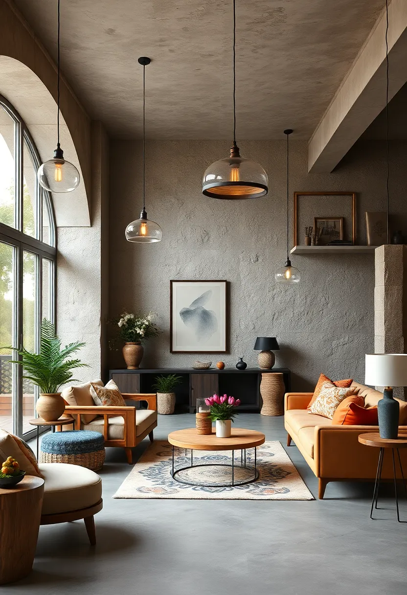 Mix rustic lanterns with sleek bowl pendants for a blend of countryside charm and urban chic